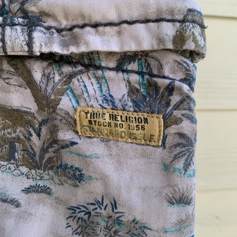 Y2k True religion isacc big t cargo palm tree print mens shorts 28