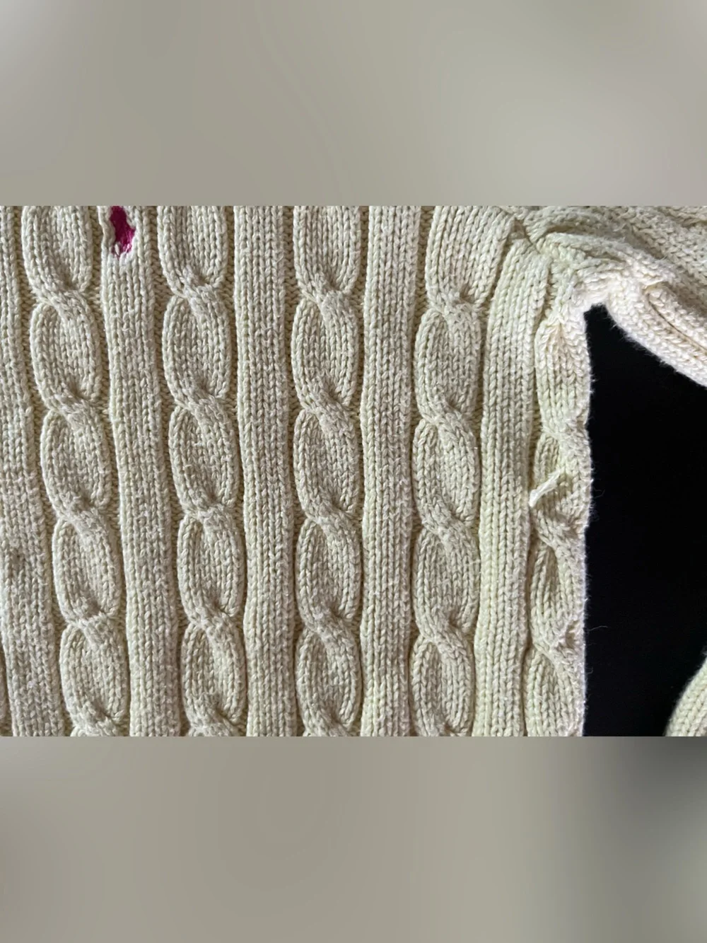 Ralph Lauren Yellow Cable Knit Sweater with Pink Polo Logo