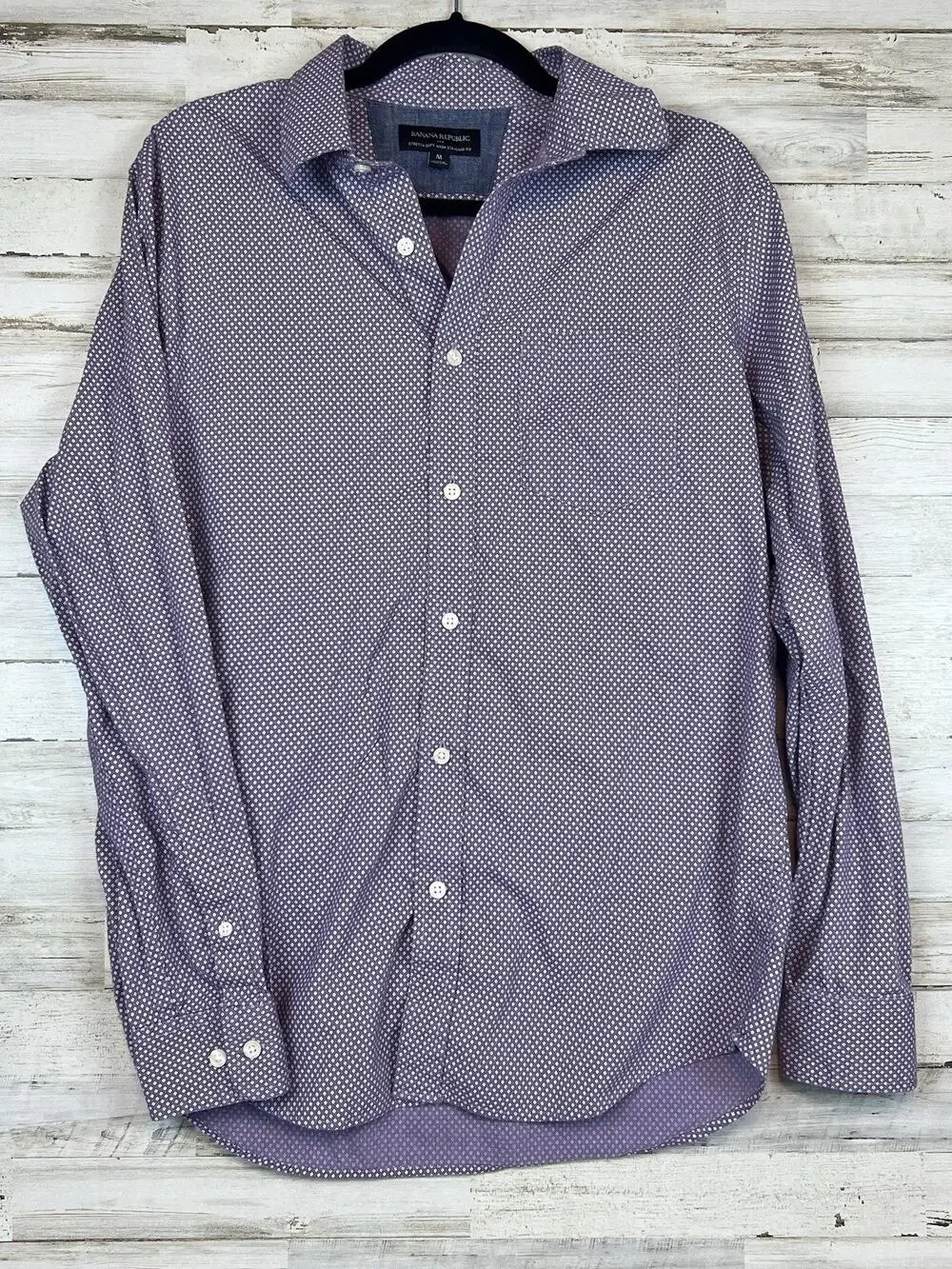 Banana Republic Mens Purple Stretch Soft Wash Button Down Cotton Shirt Sz M