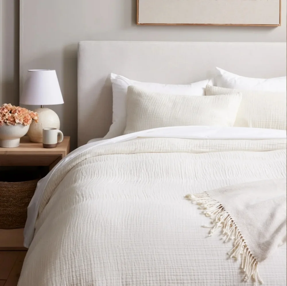 Quince Organic Cotton Airy Gauze Undyed Duvet Cover Set! King/ Cal King (756)
