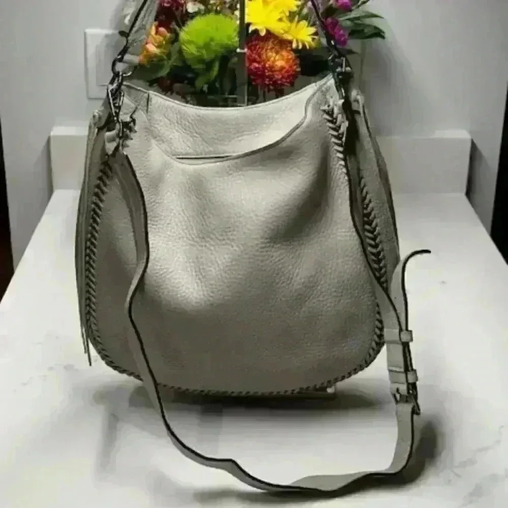 Rebecca Minkoff Gray Pebbled Leather Shoulder Hobo Bag