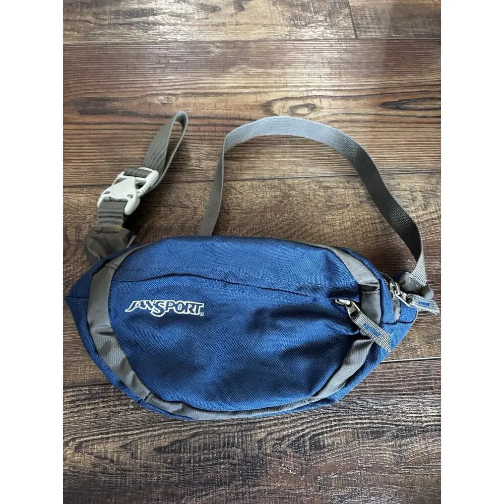 Vintage JanSport Small Waist Fanny Hip Pack Blue Canvas *Great Condition*