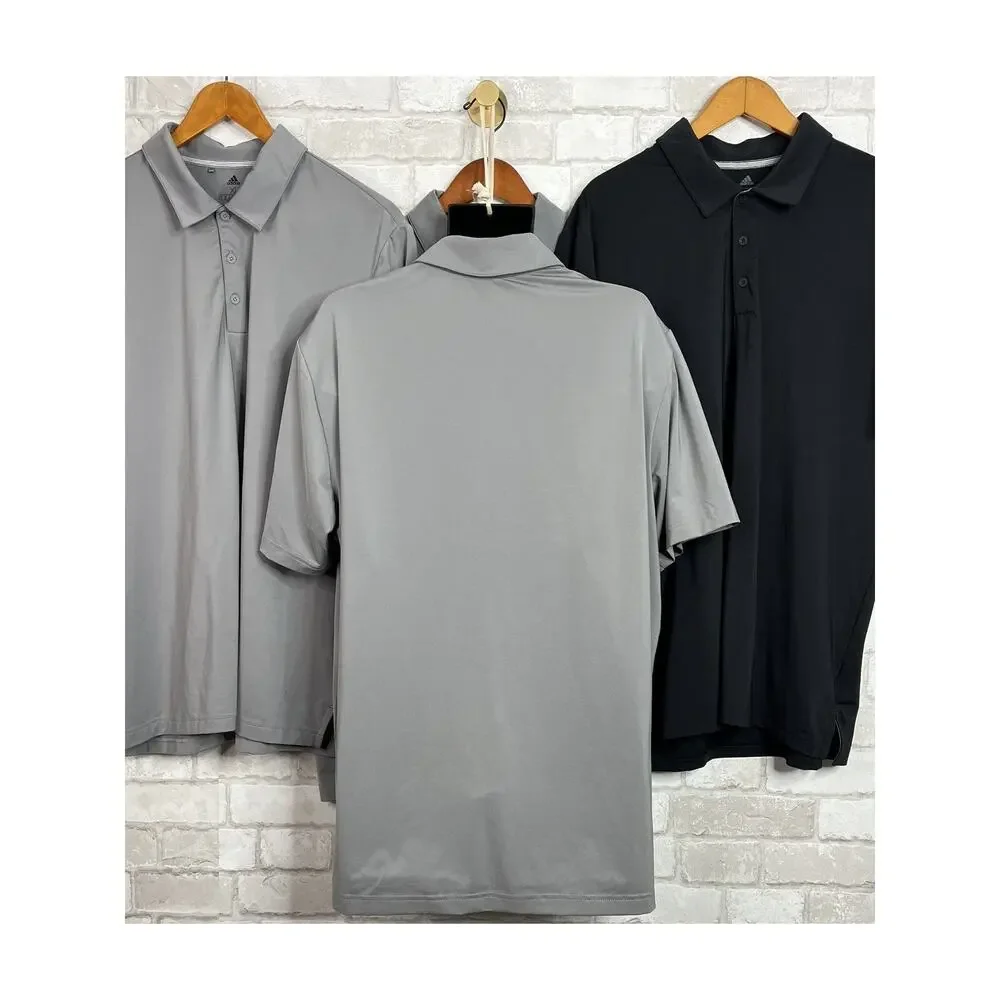 Lot of 4 Adidas Golf Polo Shirts Mens XL Gray & Black Short Sleeve Performance