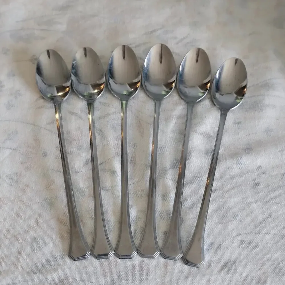 6 Michael Lloyd MLL10 Stainless Iced Tea Spoons Korea 7 5/8