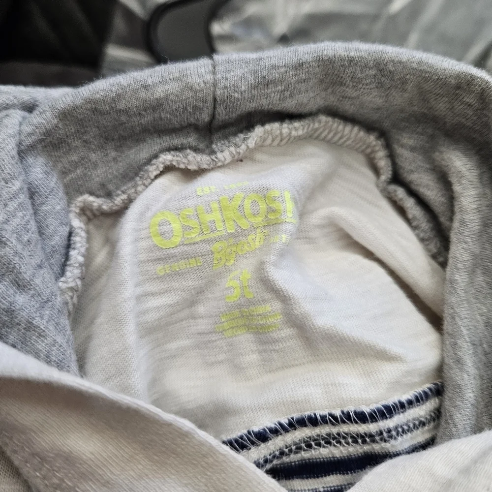 OshKosh B'gosh Toddler Boys 5T Hoodie in Navy White Stripes Long Sleeve Shirt