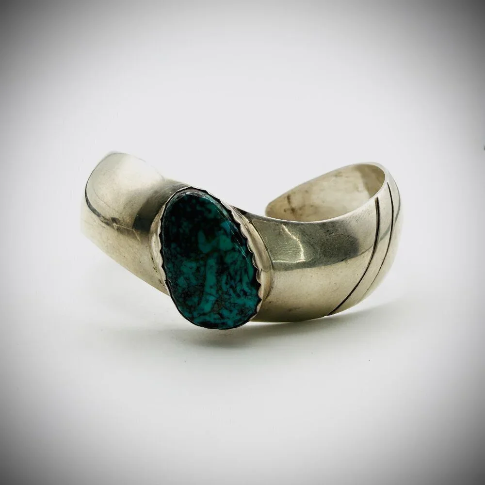 Chester Nez Navajo Sterling Turquoise Cuff Bracelet 6.5”