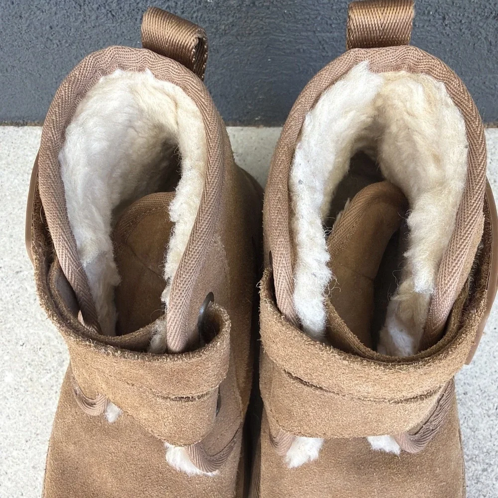 UGG NEUMEL PLATFORM DOUBLE STRAP WOMEN BOOTS SUEDE CHESTNUT US 5 UK