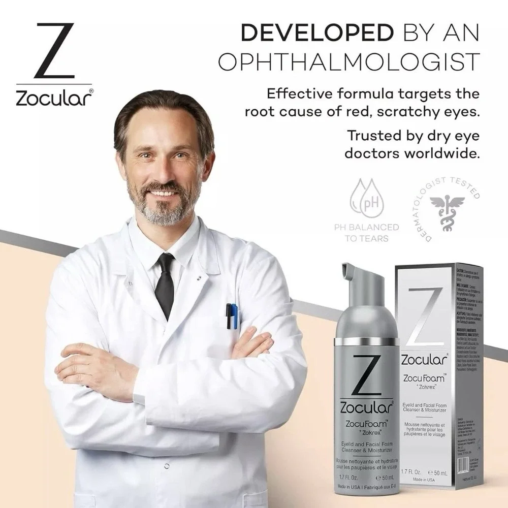 Zocular ZocuFoam‎ Eyelid and Facial Foam Cleanser Moisturizer NEW SEALED