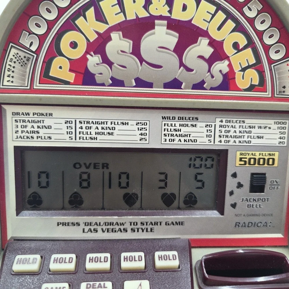 VTG Radica Poker & Deuces Tabletop Electronic Game Jackpot Bell Model 1314 Works