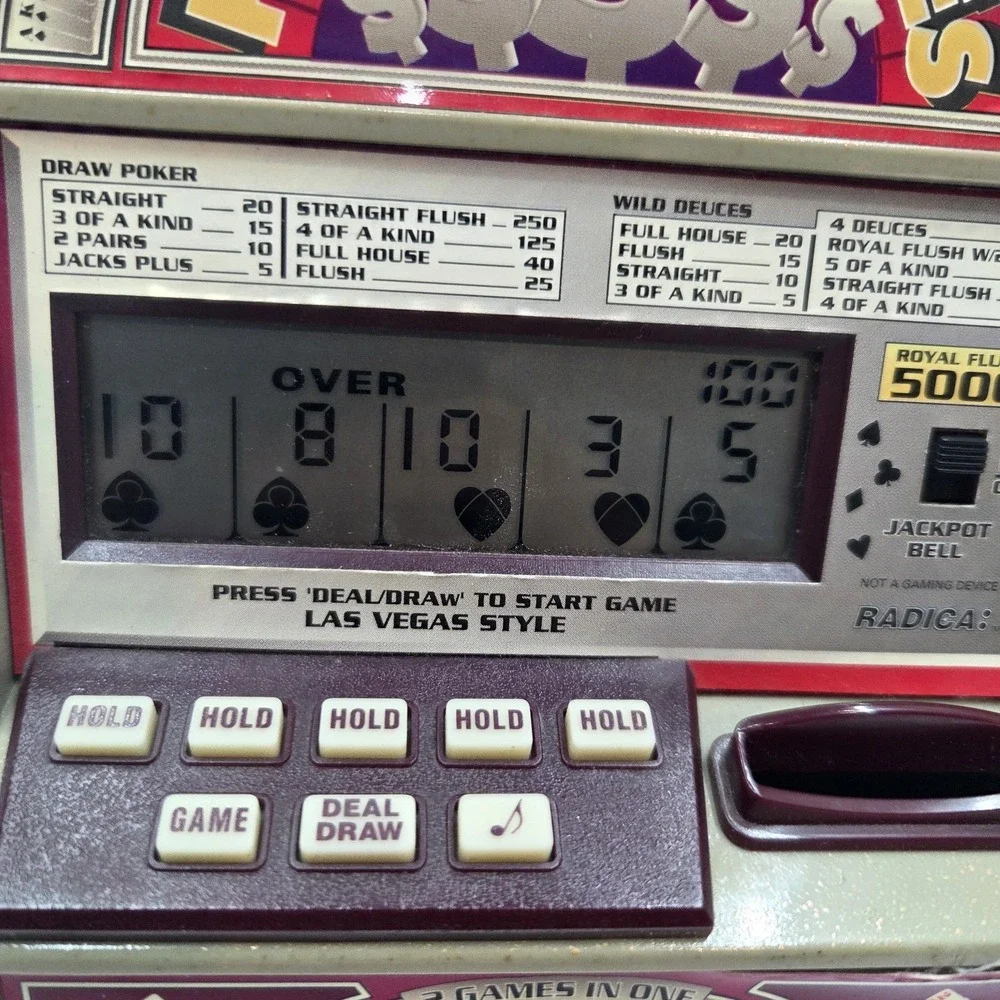 VTG Radica Poker & Deuces Tabletop Electronic Game Jackpot Bell Model 1314 Works