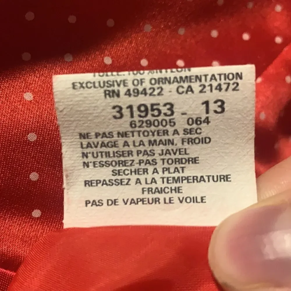 VTG 90s Gunne Sax Jessica McClintock Red Polka Dot Tulle Mini Dress