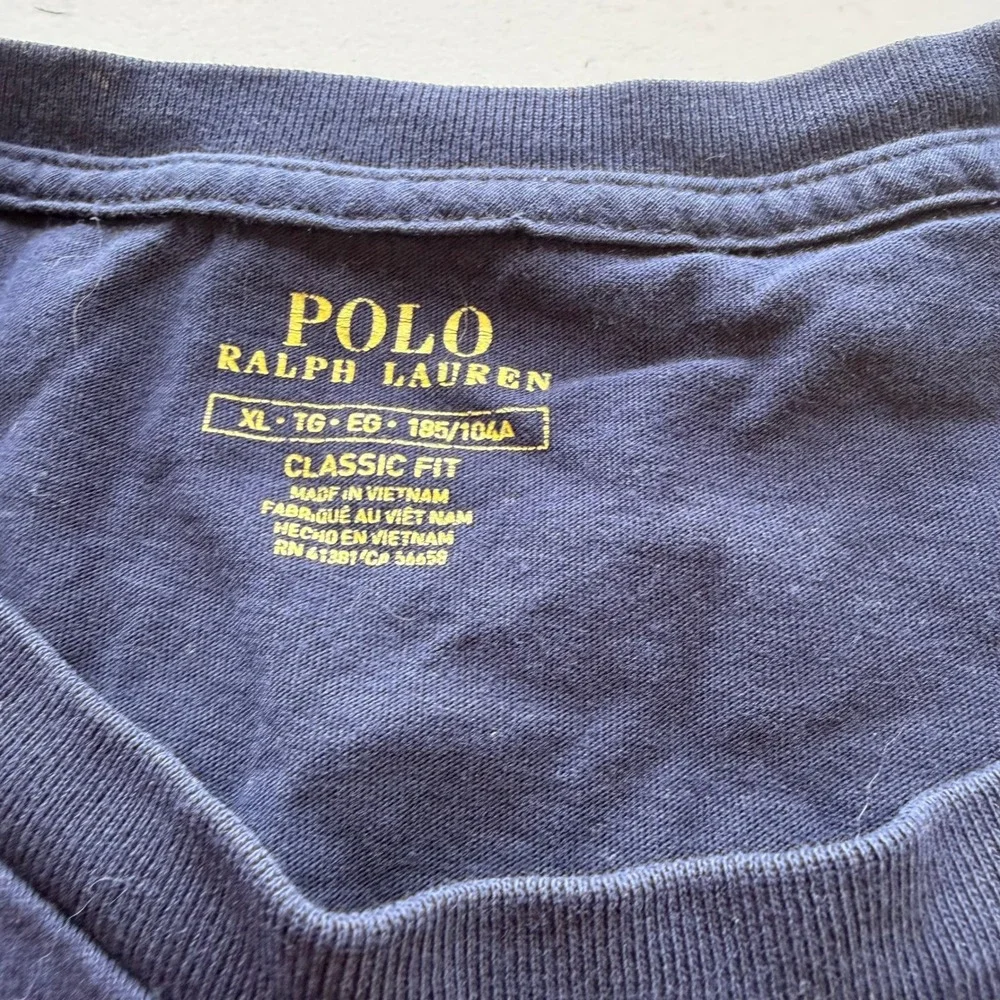 Polo Ralph Lauren Mens Pocket‎ T-Shirt XL Navy Blue Classic Fit Red Pony Logo