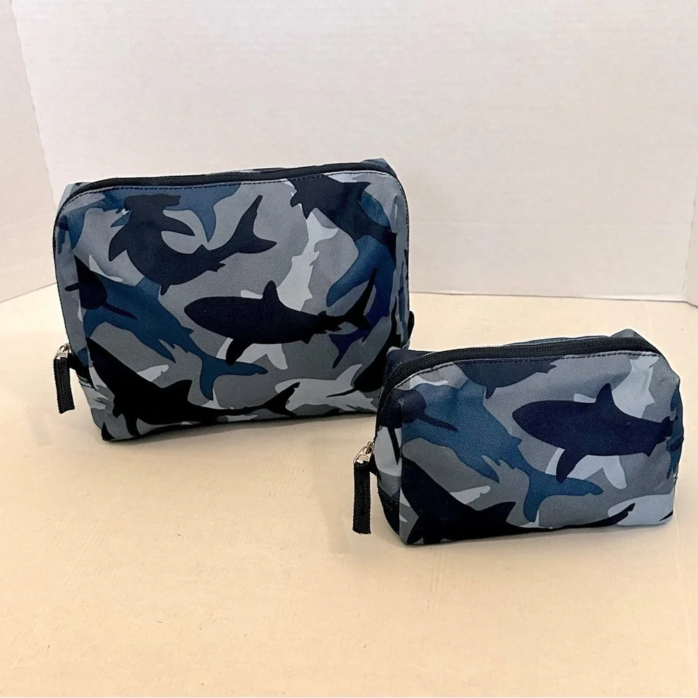 Pottery Barn shark Camouflage kids toiletry Bag Set