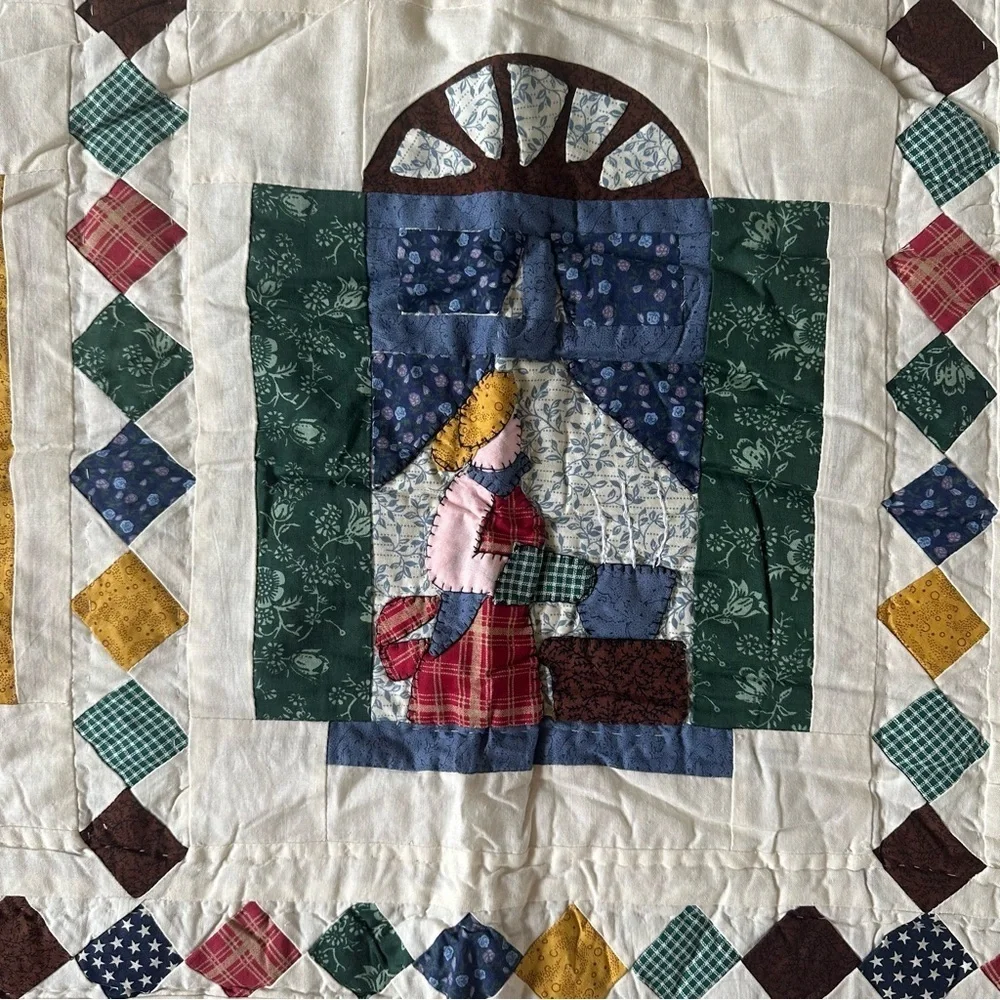 Vintage Cotton Small Patchwork Quilt Village Home Cozy Vibe