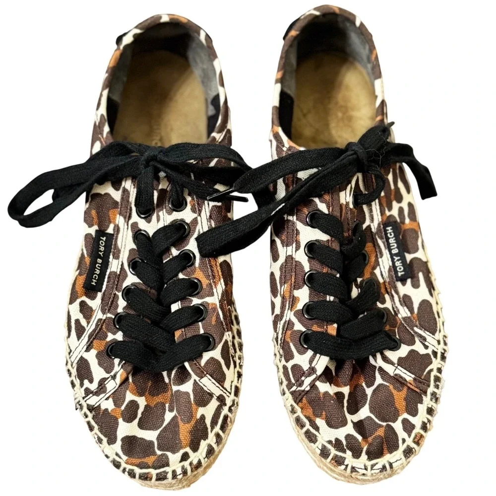 Authentic Tory Burch‎ Leopard Print Espadrille Sneakers Size 6.5 NWOB, NWOT