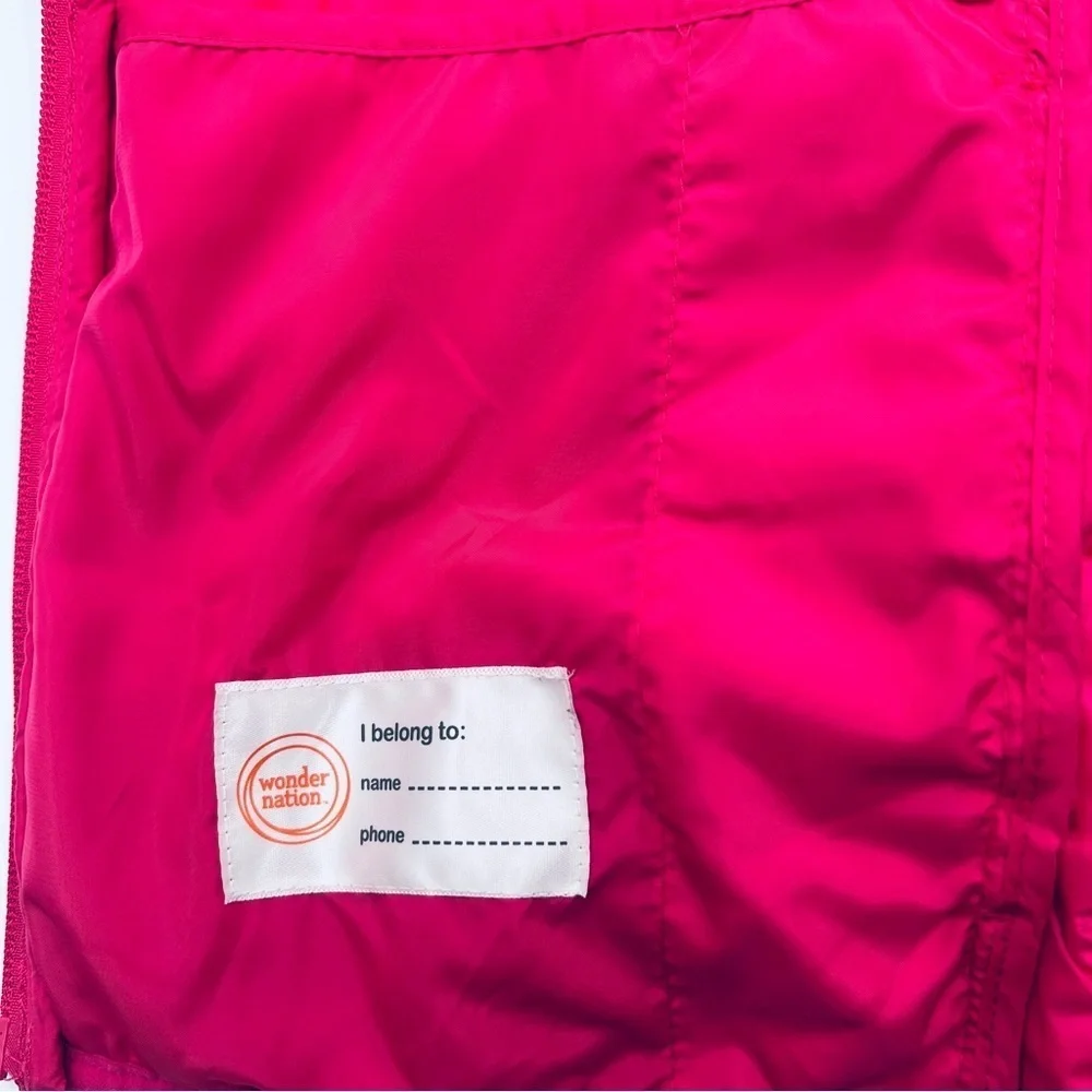 Packable Puffer Coat Girls 14-16 Wonder Nation Pink Foldable Water Resistant