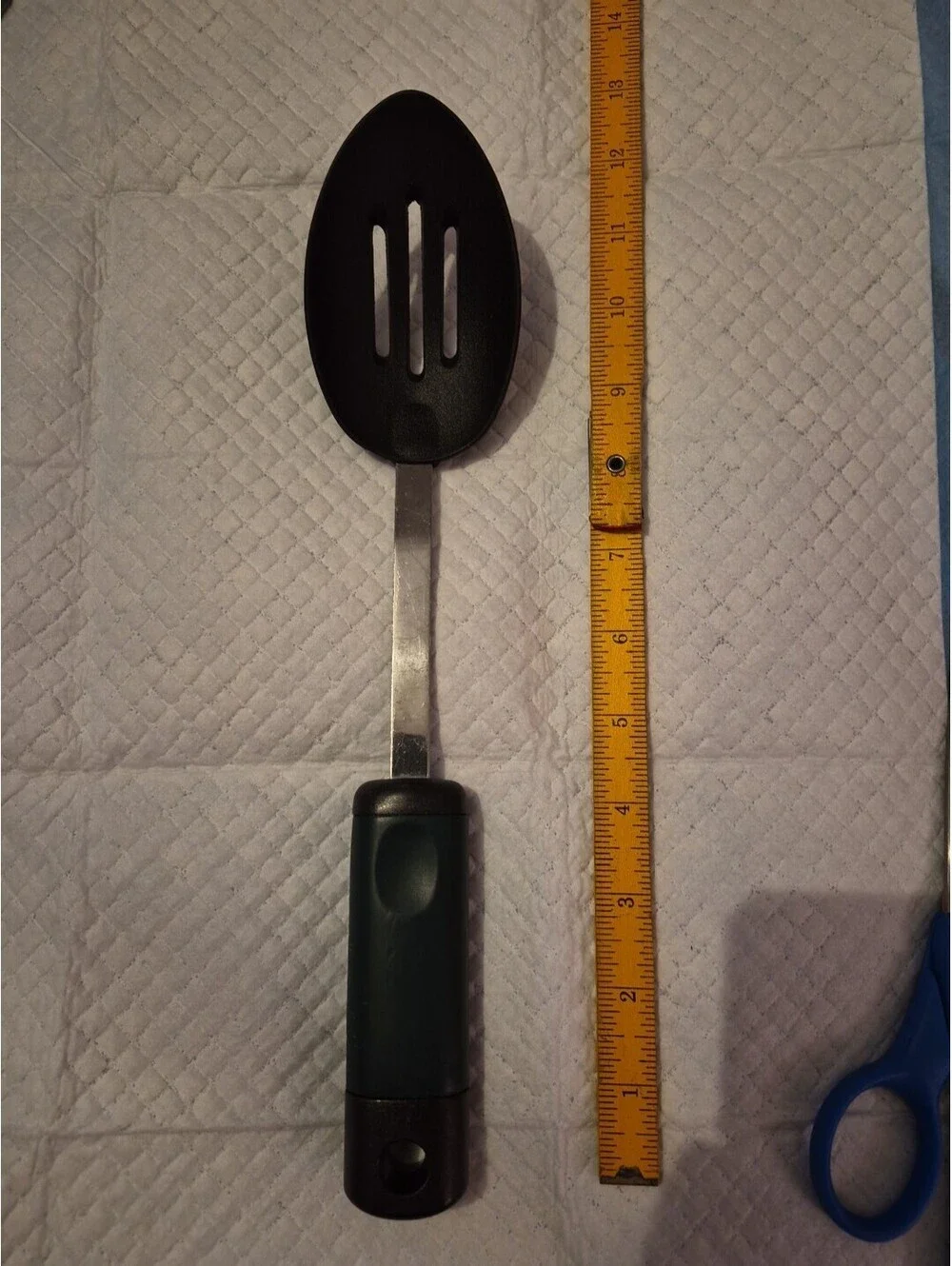 Slotted Black Nylon Spoon With Stainless Plastic Handle 12”