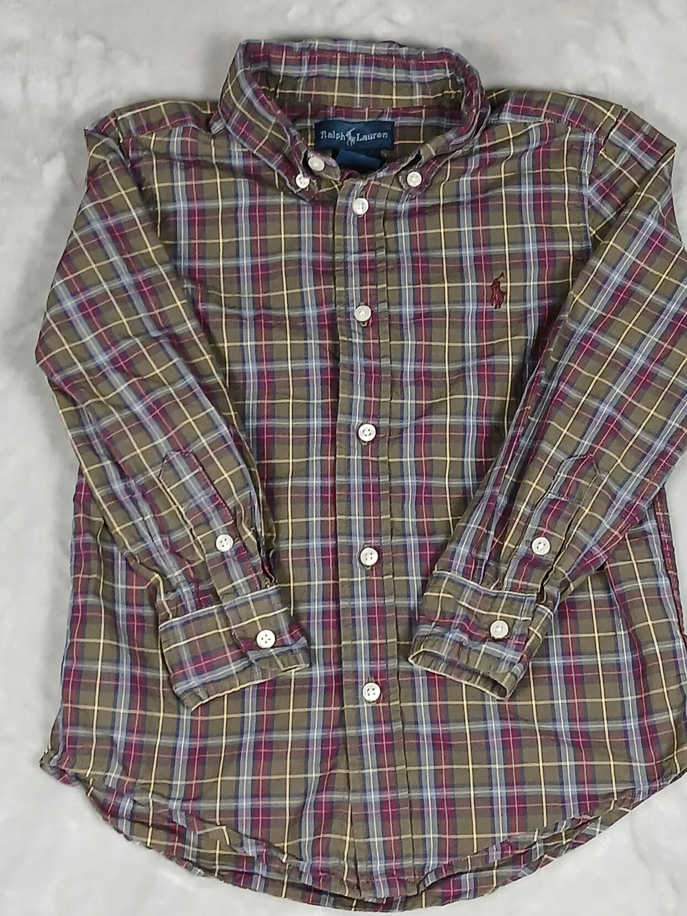 Ralph Lauren Button Up Long Sleeve Shirt Kids 4/4T Plaid