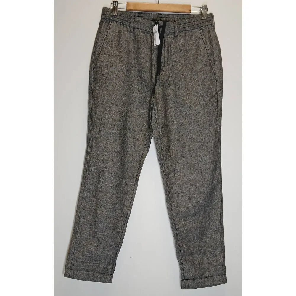 Banana republic womens 30/30  linen cotton pants gray draw string casual