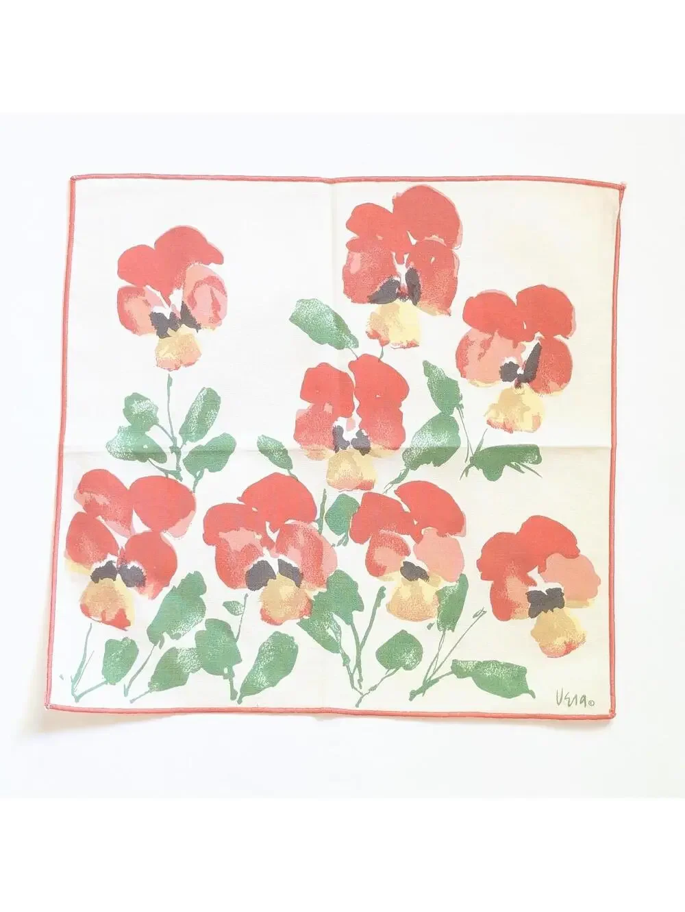 Vintage Vera Neumann Cloth Napkins with Watercolor Style Floral Pattern