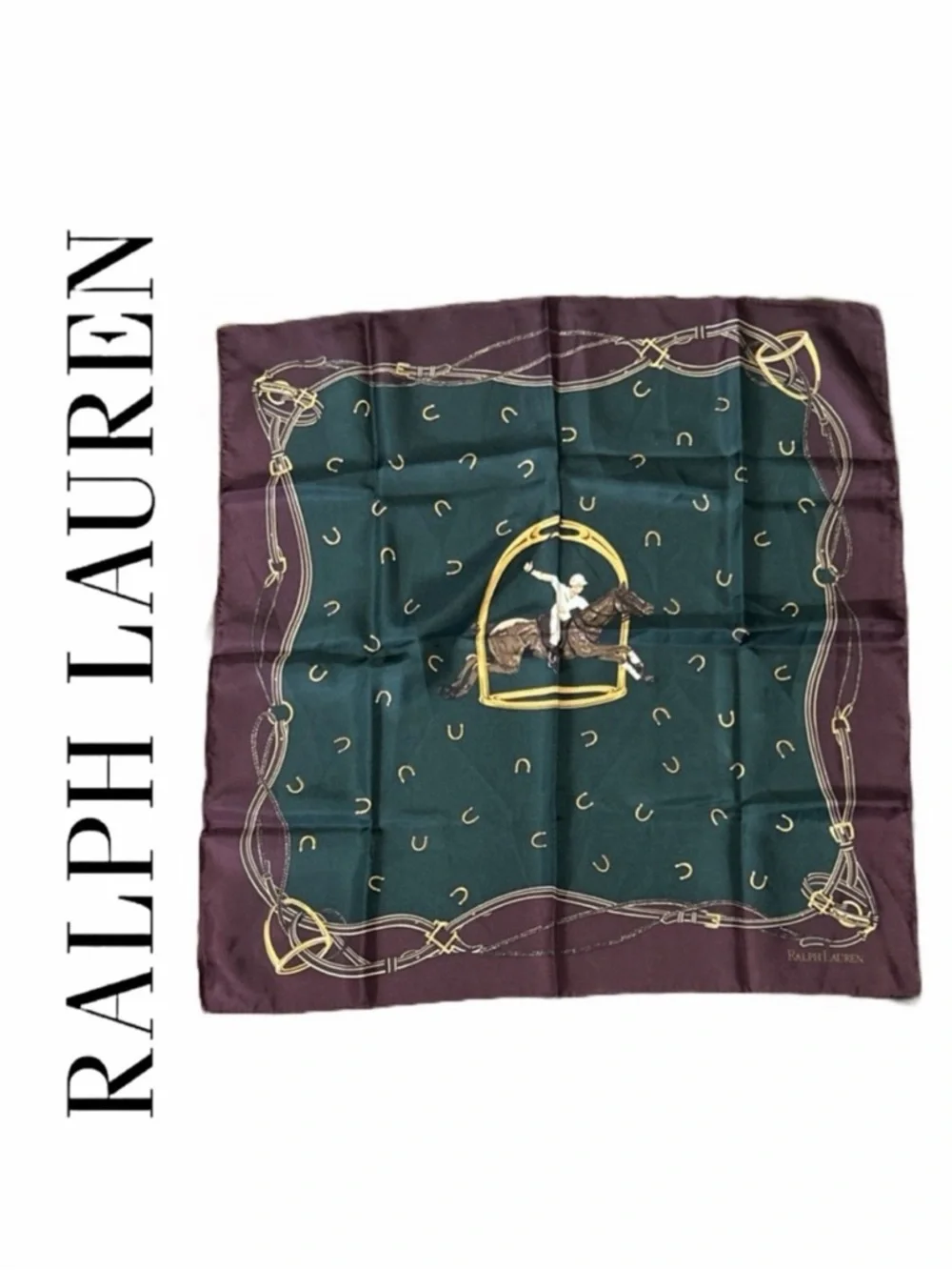 Ralph Lauren VINTAGE‎ Equestrian 100 Silk Scarf