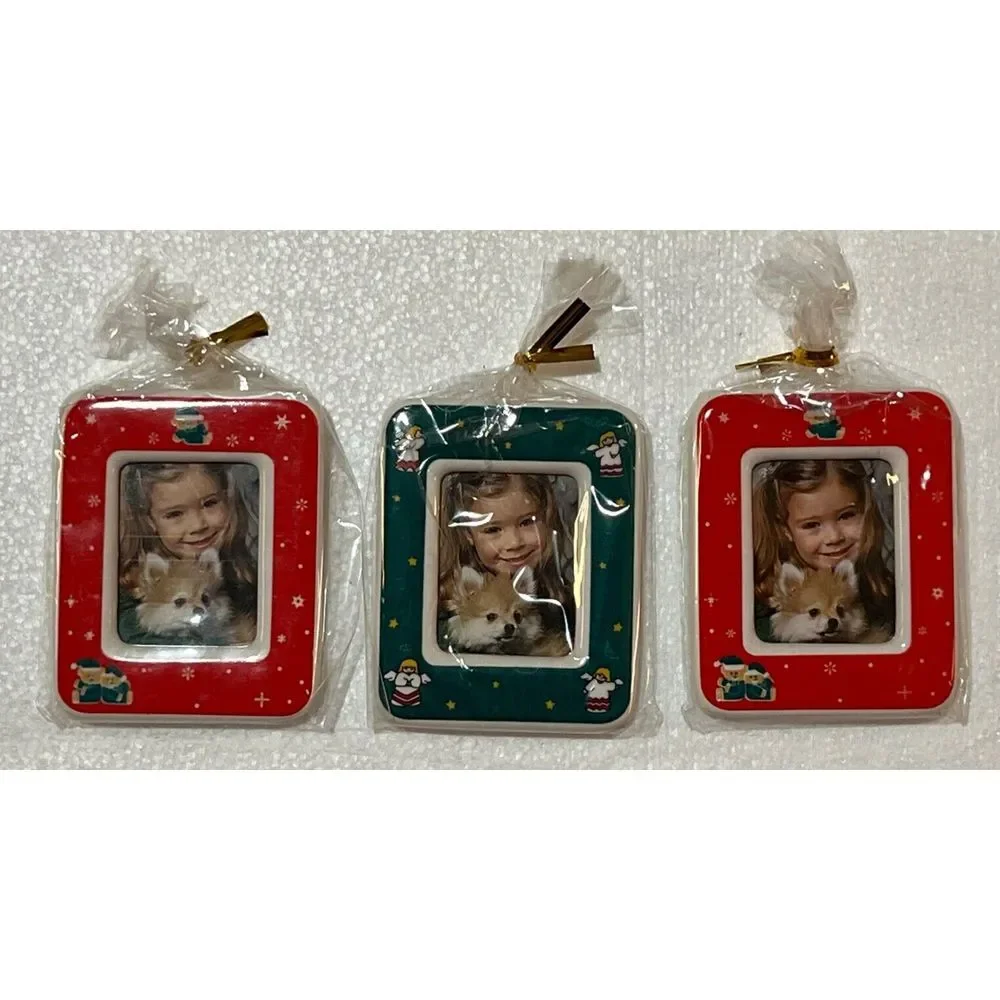Christmas Angels & Bears Mini Magnetic‎ Ceramic Picture / Photo Frame - 3 Set