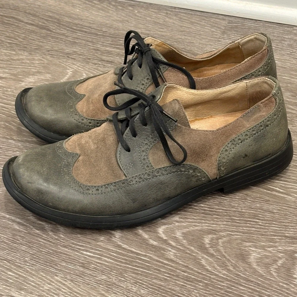 VTG Camper Gray Tan Leather Suede Brogue Wingtip Derby Oxford Shoes EU‎ 41 25847