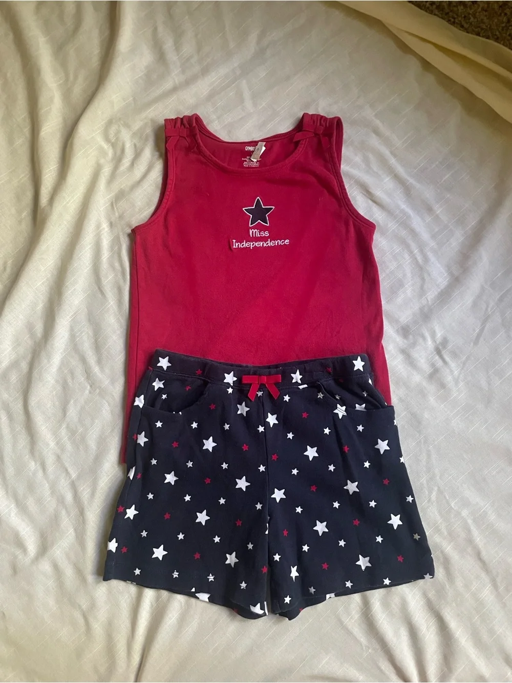 Gymboree girls size 12, 2 pc. tank top & shorts - red, white &blue stars