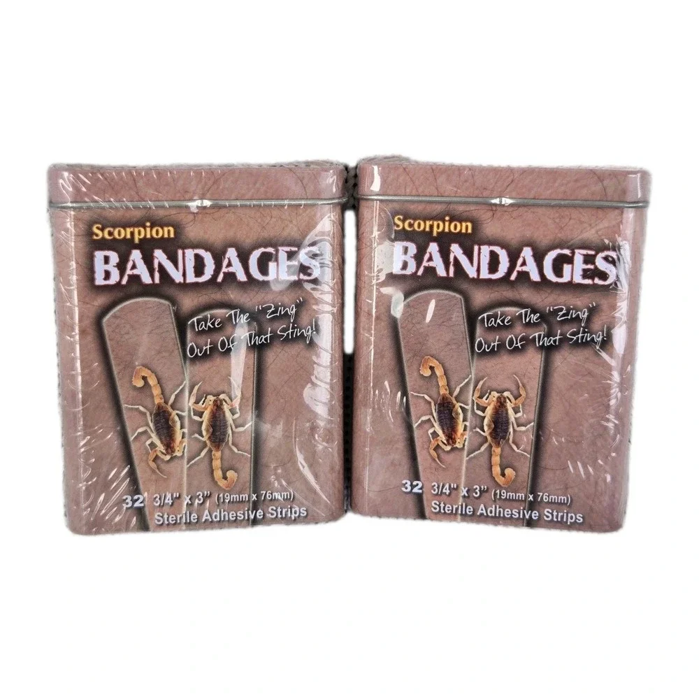 Lot of 2 Scorpion Bandages Tins Rivers Edge Novelty First Aid 2013 Sealed NOS