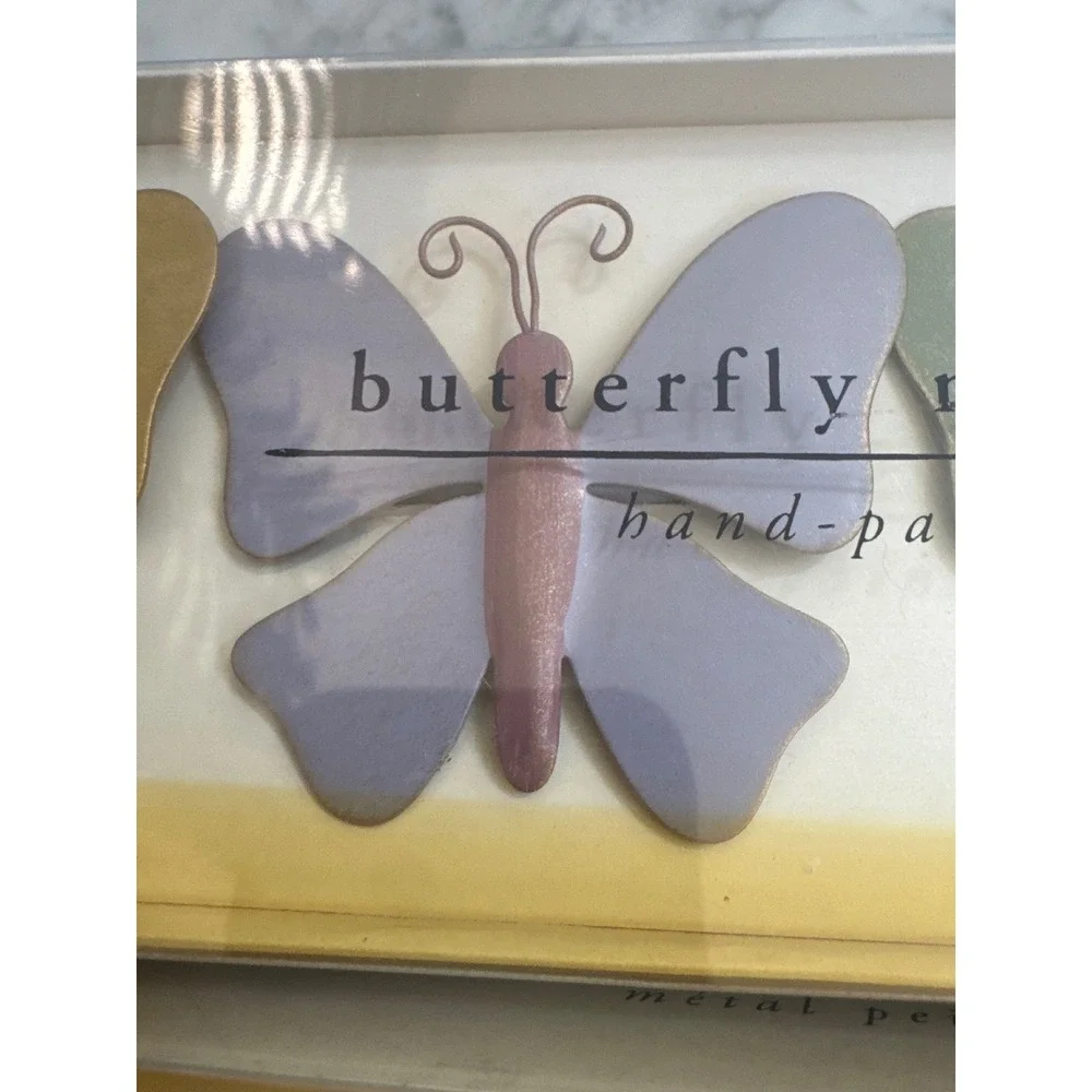Pier 1 Imports Butterfly Napkin Rings Hand Painted Metal Set of 8 Muted Pastels