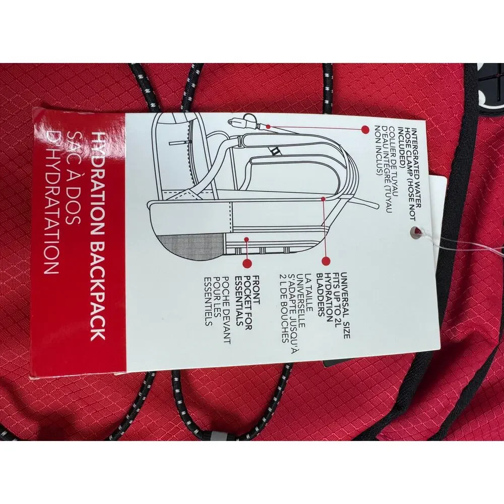Canada Weather Gear Red Black Hydration Backpack 2L Hiking Gorpcore NWT