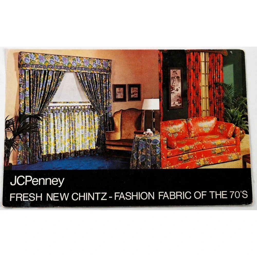 Vintage JCPenney Custom Decorating‎ Advertising Postcard Fresh New Chintz Fabric