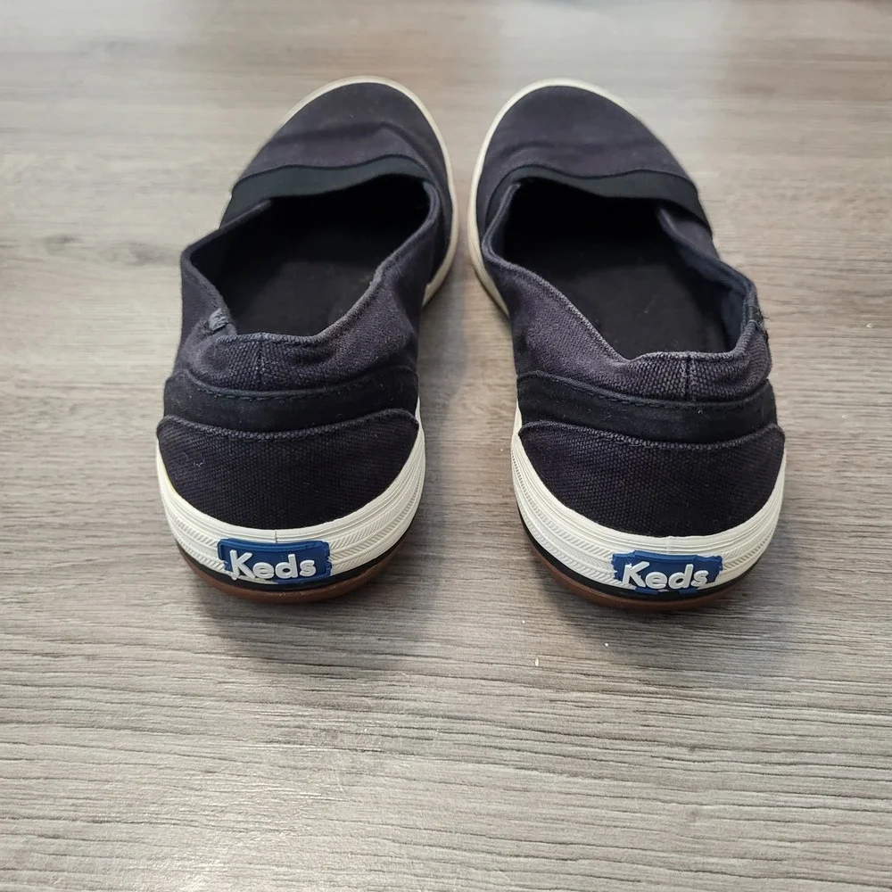 Keds Womens Black Canvas Slip On Ortholite Sneakers Flats Casual Comfort 8.5