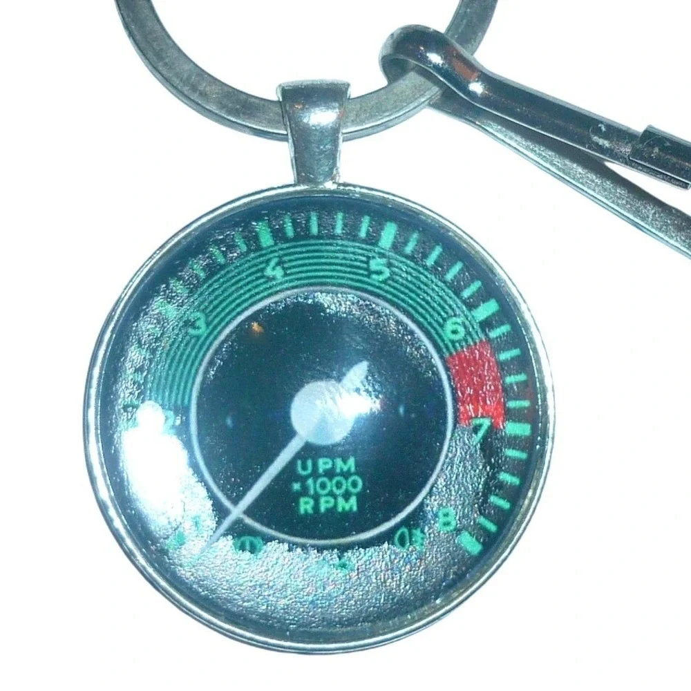 Vintage Porsche Style Tachometer Keychain UPM RPM German Gauge Car Enthusiast