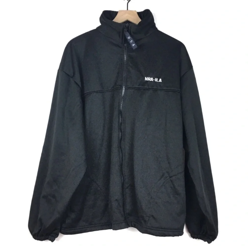 NRA Range Field Jacket ILA Full Zip USA Fleece Lined Solid Black Utility Size XL