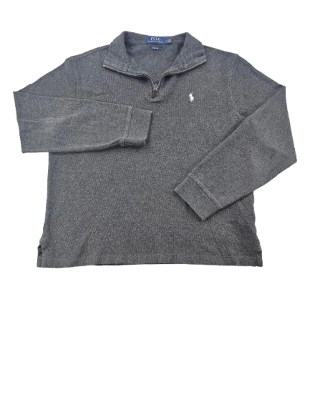 Polo Ralph Lauren‎ Estate Rib Quarter Zip  Sweater Mens S Dark Gray White Pony