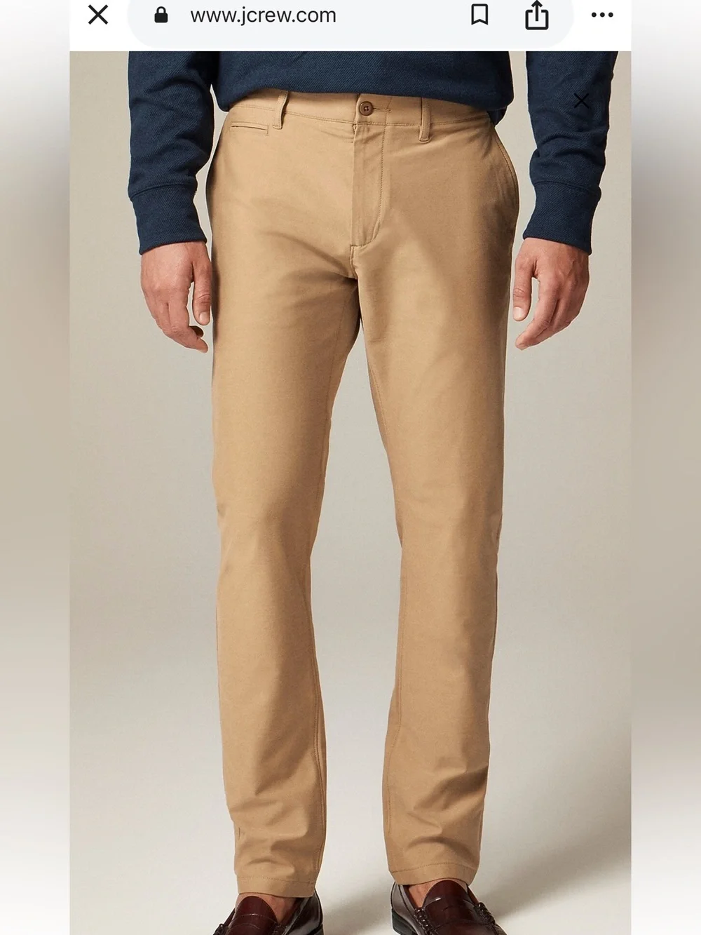 NWT J.Crew Flex Tech Pants Khaki brown slim fit size 34 X 34