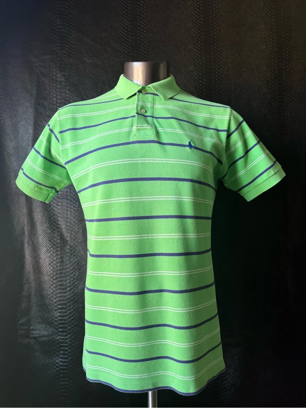Polo Ralph Lauren Short Sleeve Polo Shirt Men’s Medium Lime Green Navy Stripe