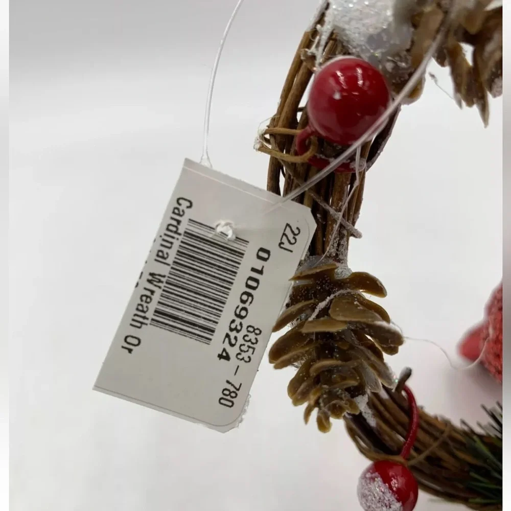 NWT Pottery Barn Christmas Red Glitter Bird Cardinal Holiday Wreath Ornament