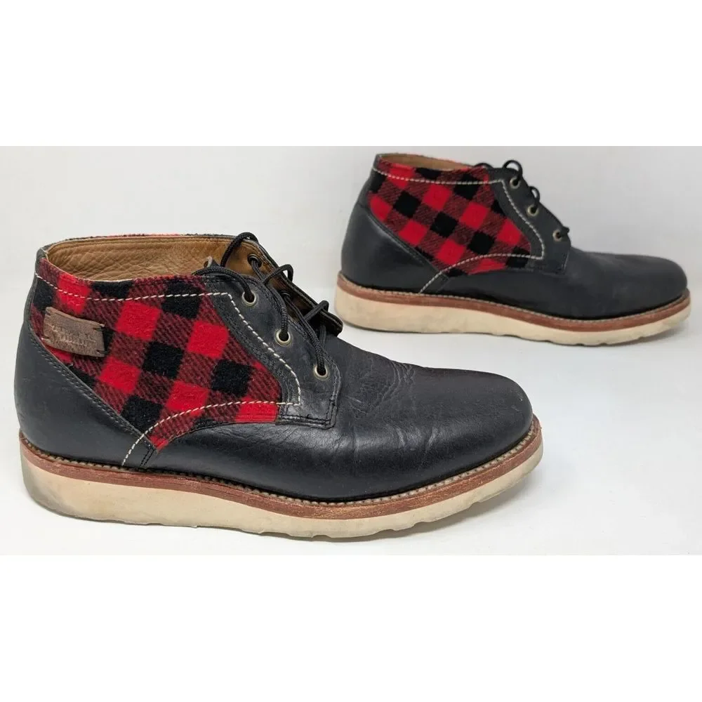 H.S. Trask Reserve Buffalo Plaid Chukka Boots Men's Size 9 M Made‎ in USA Vibram