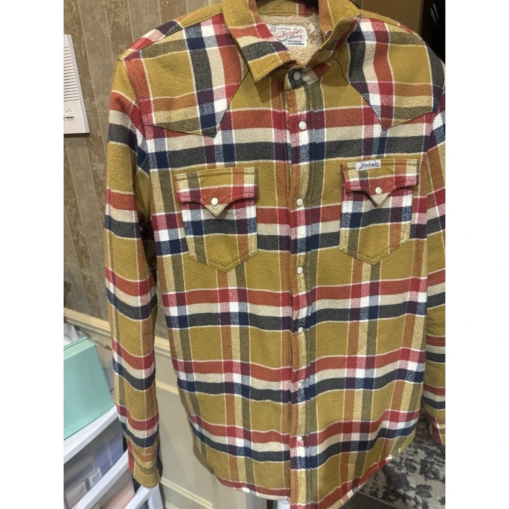 True Religion Fleece Pearl Snap Plaid Flannel Shacket Size XL Jacket Men's‎