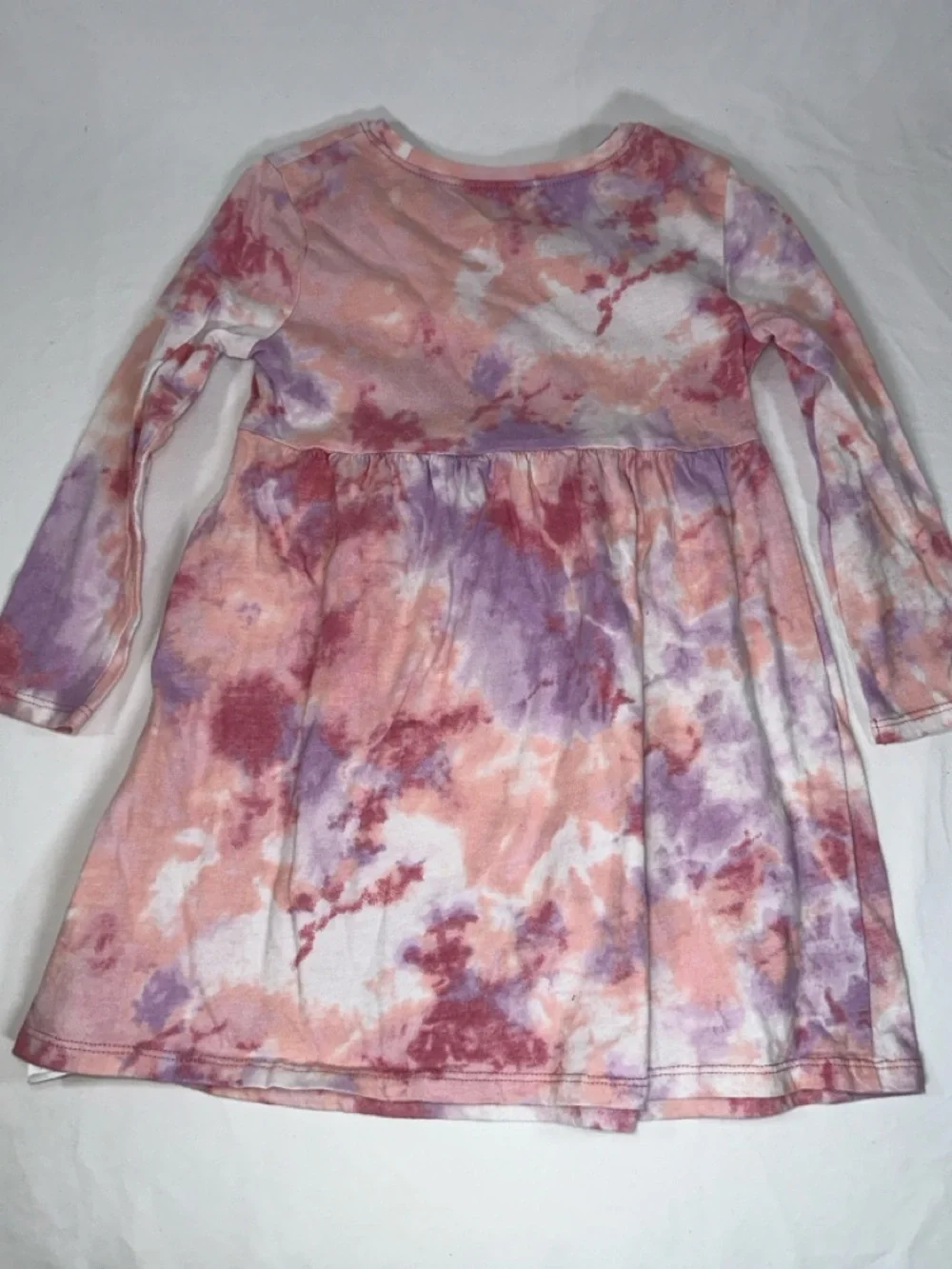 Old Navy Toddler Girl 3T Pink Purple Tie Dye Long Sleeve Casual Skater Dress