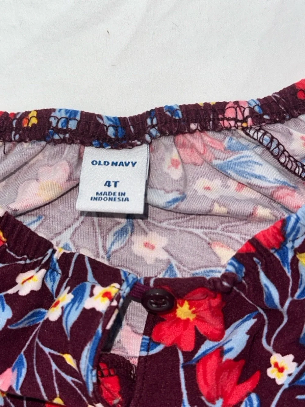 Old Navy Floral Dress Size 4T Burgundy with Red and Blue Florals Ruffle Boho