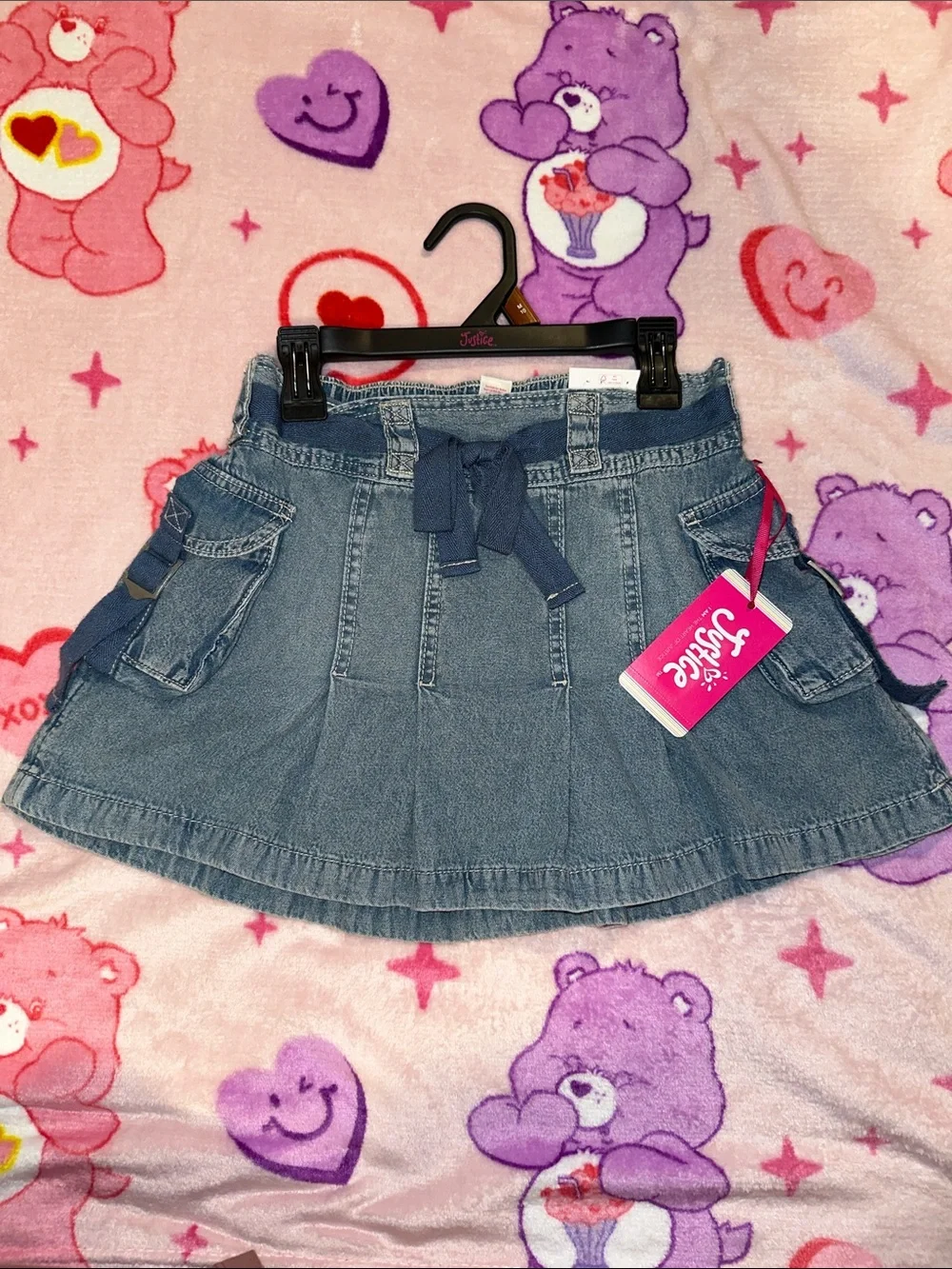 Justice Girls Blue Denim Skirt with Tie Waist