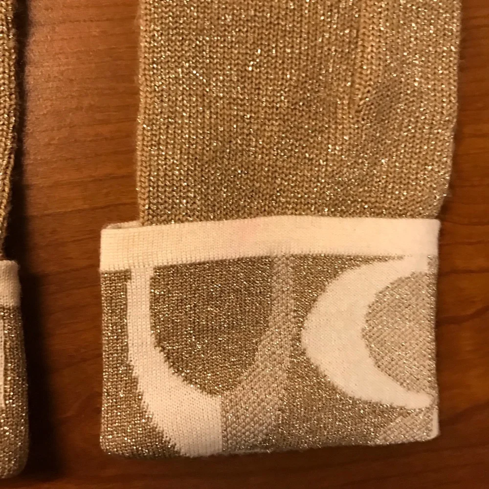 COACH Logo‎ C Tan Beige Shimmer Wool Touch Gloves