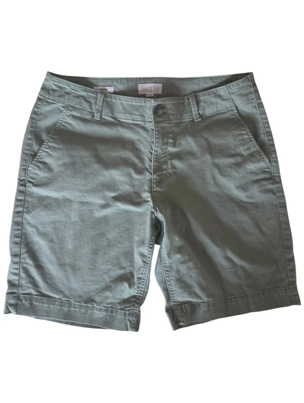 ​loft outlet women's sage green bermuda shorts size 6 lightweight casual stretch