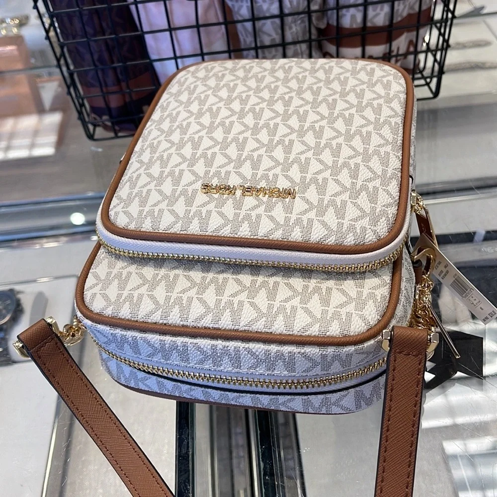 MICHAEL KORS  Jet Set Travel Medium Logo Crossbody Flight Bag # 35F1GTVC2B NWT