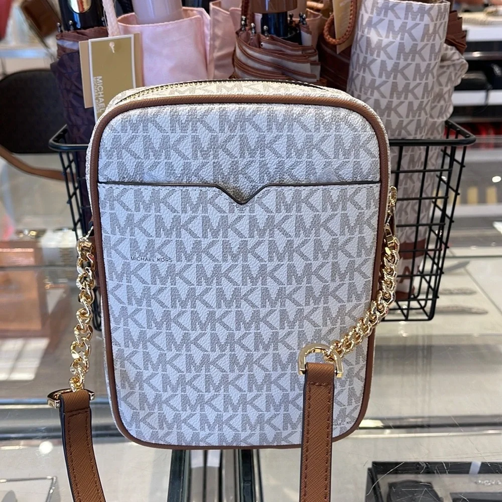 MICHAEL KORS  Jet Set Travel Medium Logo Crossbody Flight Bag # 35F1GTVC2B NWT