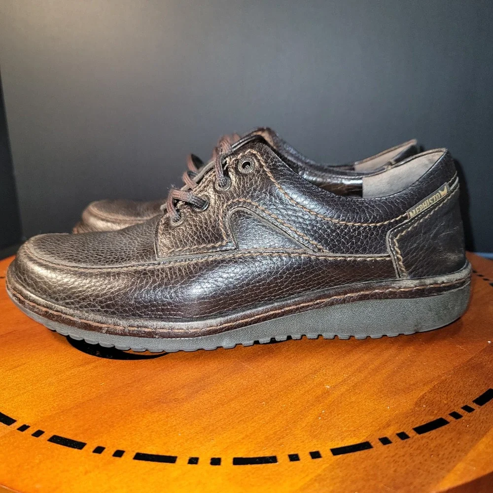 Mephisto Mens Brown Pebbled Leather Lace Up Walking Shoes 8.5 EUR 9381250051