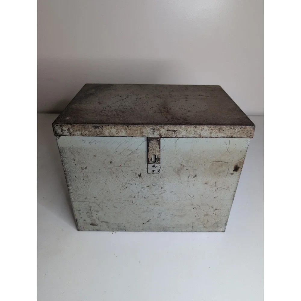 Vintage 1936 Military Metal Storage Exploder Box Empty With Handles